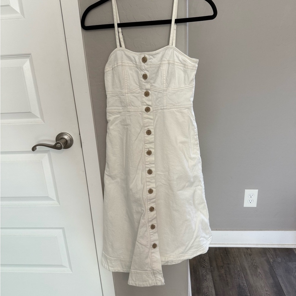 Universal Thread White Button-Down Denim Midi Dre… - image 1